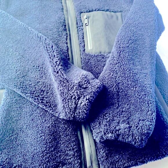 NWOT  Vince Men’s Navy Blue Sherpa Faux Shearling Fuzzy Full ZipJacket coat - Picture 13 of 13